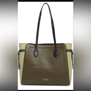 KATE SPADE New York Knott Colorblock Peb Leather Large Bag Duck Green Multi $298